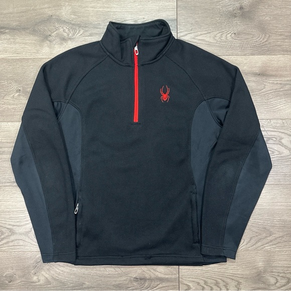 Spyder Outbound 1/4 Zip Core Pullover Sweater Jacket Black Red Men’s Sz Medium - Picture 2 of 7